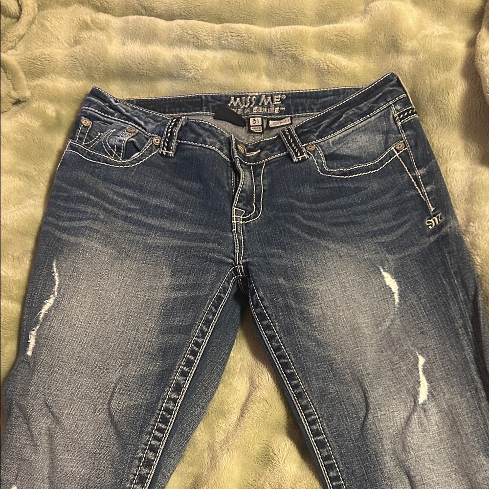 Miss Me Distressed Blue Skinny Jeans